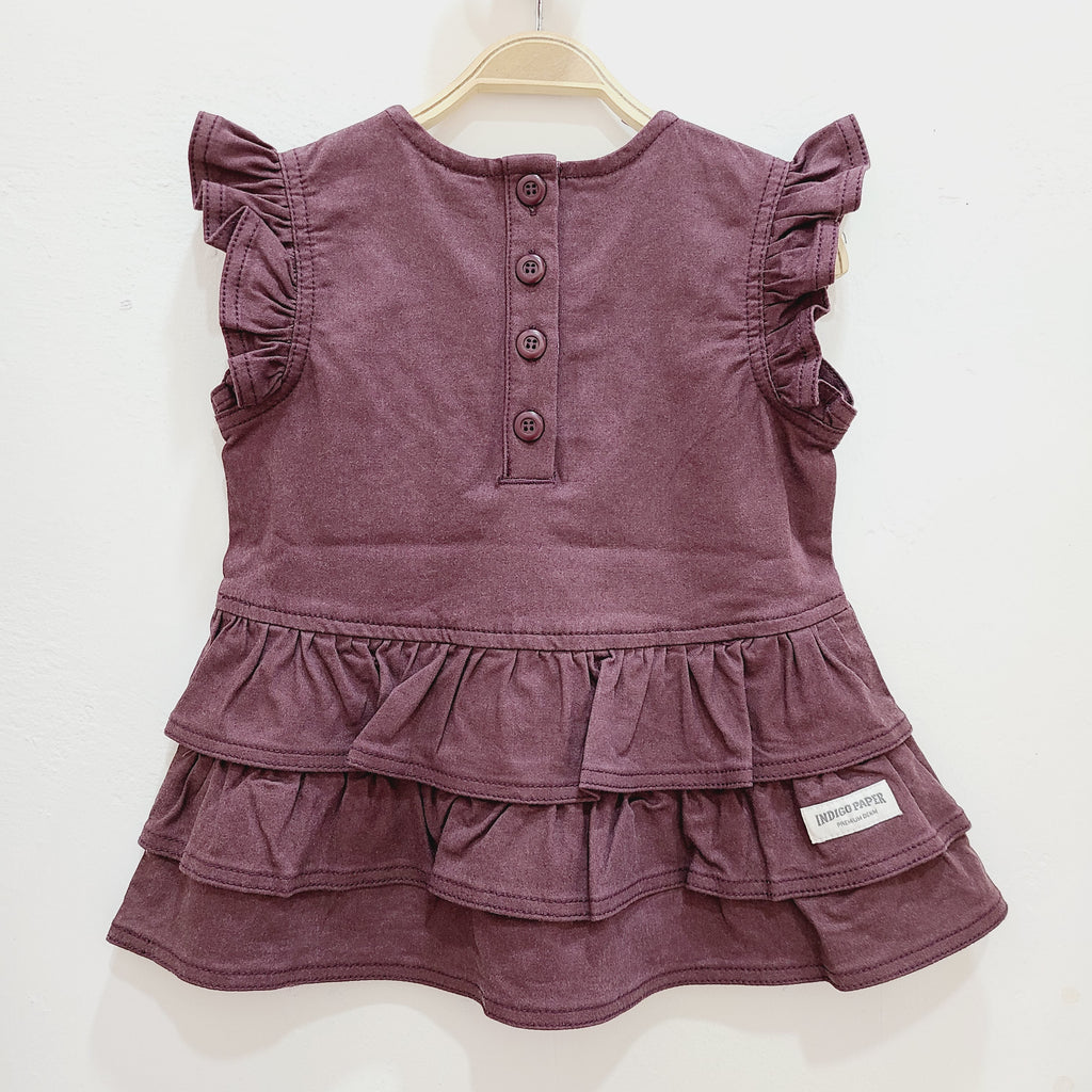 Ruffle Top Dress Wine